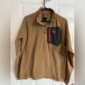 The North Face Polartec Classic 1/4 Zip Fleece Pullover Jacket Tan Outdoor Men M